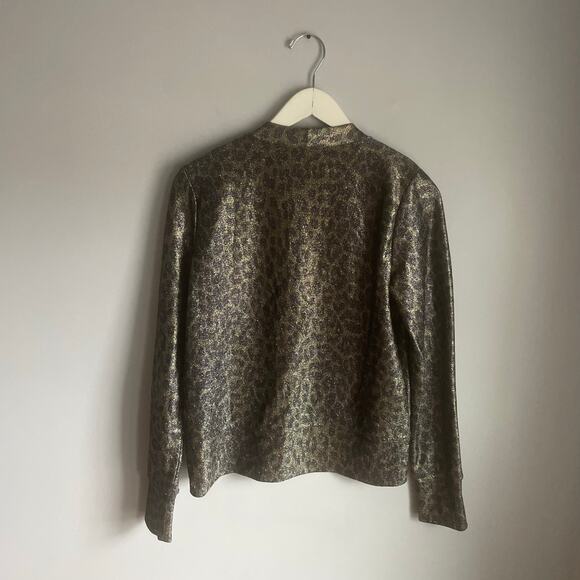 Ganni Leopard Print Cardigan Shimmer Capsule Wardrobe Office sz 40 PTP 19" sz L - Picture 6 of 8